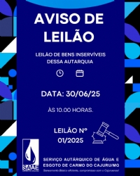 SAAE realiza leilão de bens inservíveis, com lotes de reservatórios, veículos e sucatas em geral.